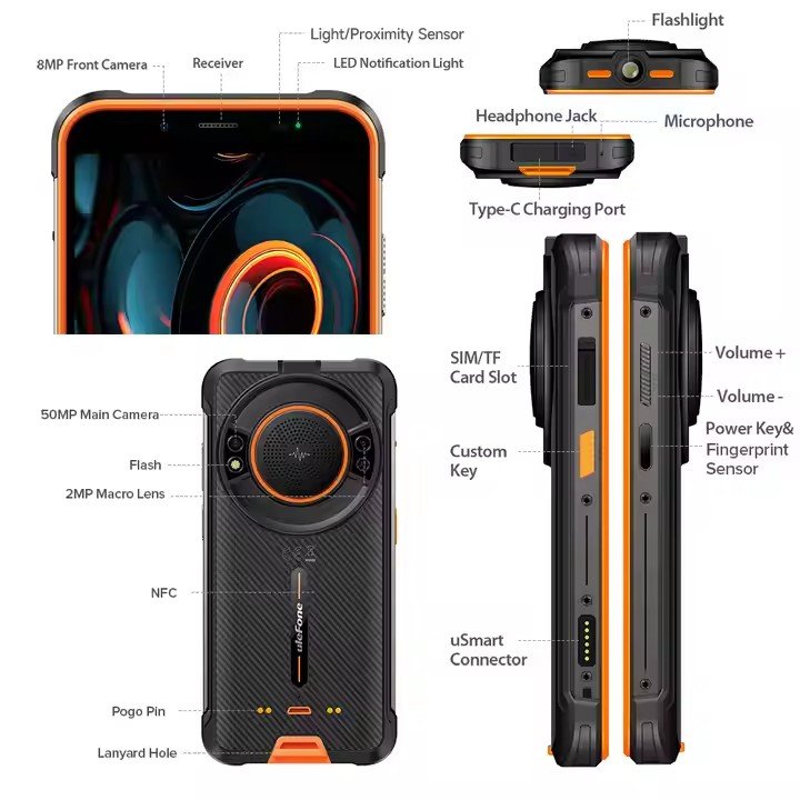 Ulefone Power Armor 16S Rugged Smartphone 16+128GB Android 13 9600mAh Phone IP69K IP68 5.93inch Armor 16S Rugged Smartphone
